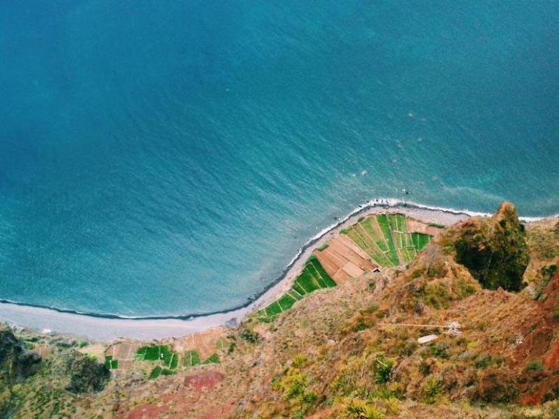 Aerial drone view over the coastline